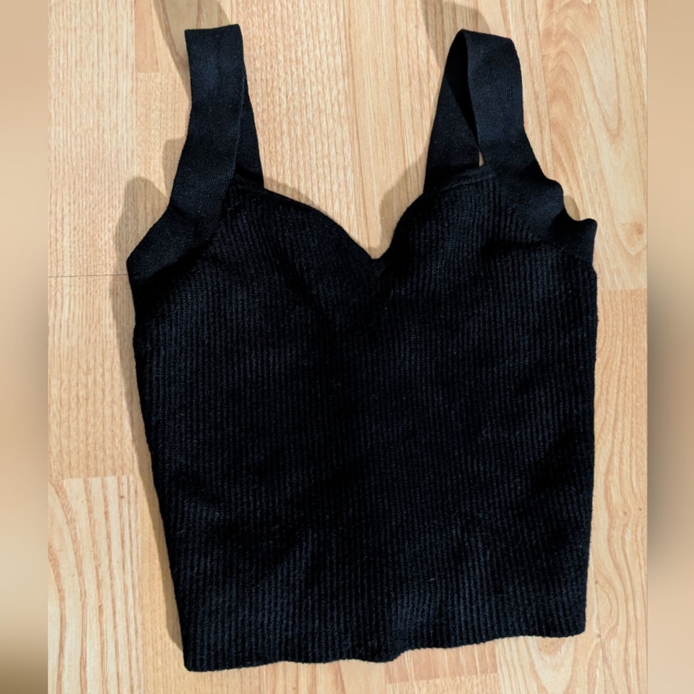 Abercrombie & Fitch Black Knit Sweetheart Tank Crop Top Size Small